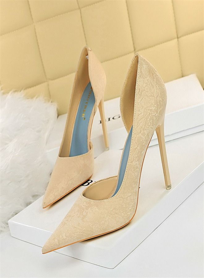 BIGTREE Fashion Pointed High Heels 10.5CM Beige