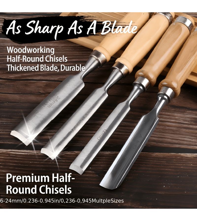 12mm Semi Circular Woodworking Chisel Half Round Carving Tool - Image 3