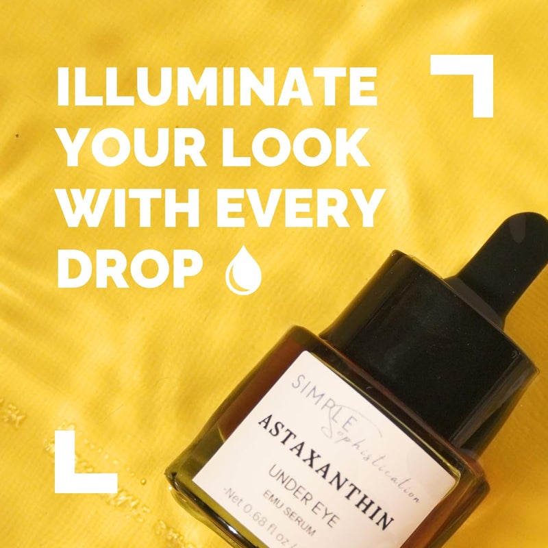 Simple Sophistication Astaxanthin Under Eye Serum with EMU oil 067 fl oz 20 mL Emu oil serum Powerful antioxidant astaxanthin Sea Buckthorn Squalane Aloe Vera Coffee Preservative free 100 Natural - Image 5