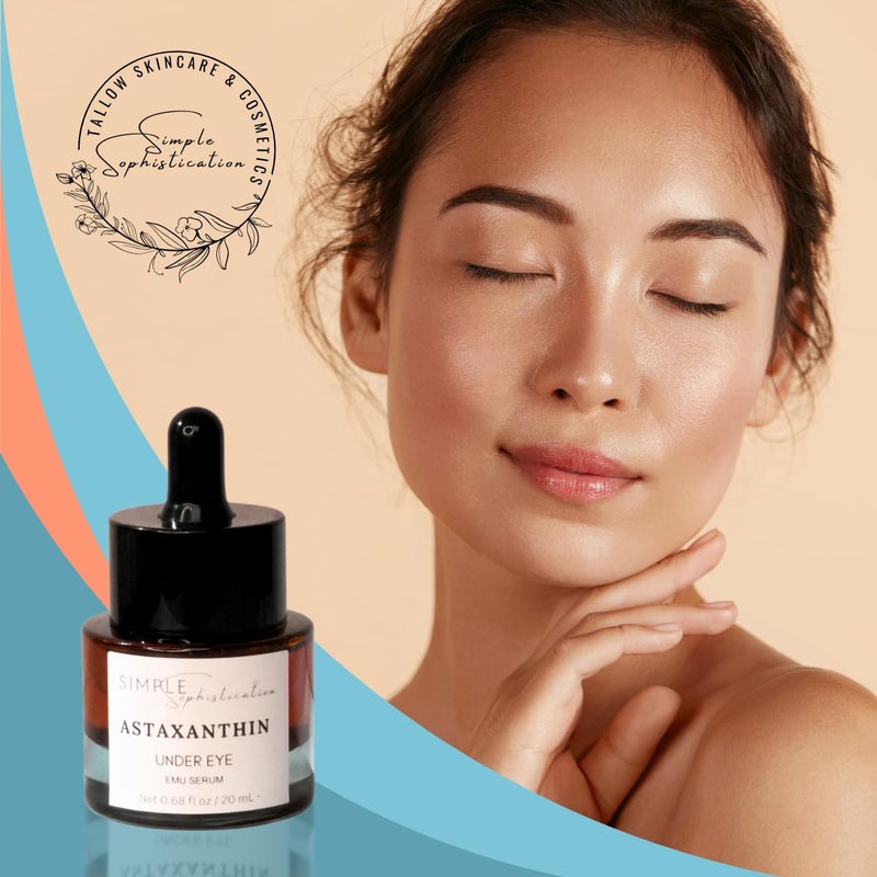 Simple Sophistication Astaxanthin Under Eye Serum with EMU oil 067 fl oz 20 mL Emu oil serum Powerful antioxidant astaxanthin Sea Buckthorn Squalane Aloe Vera Coffee Preservative free 100 Natural - Image 4