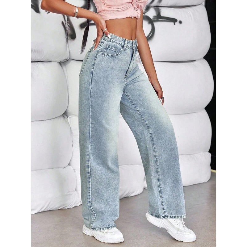 Unisex Classic Denim Jeans Loose Fit Daily Outdoor Wear - Image 3