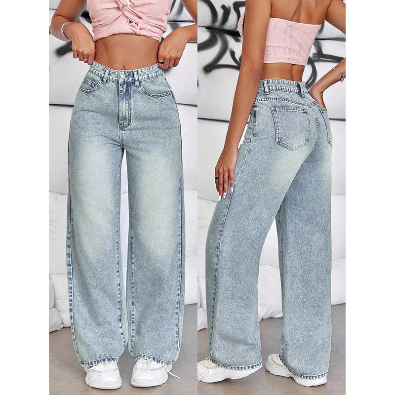 Unisex Classic Denim Jeans Loose Fit Daily Outdoor Wear - Image 2
