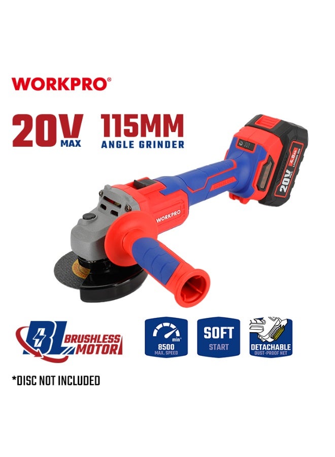 WORKPRO 20V 115mm BRUSHLESS  ANGLE GRINDER - Image 1