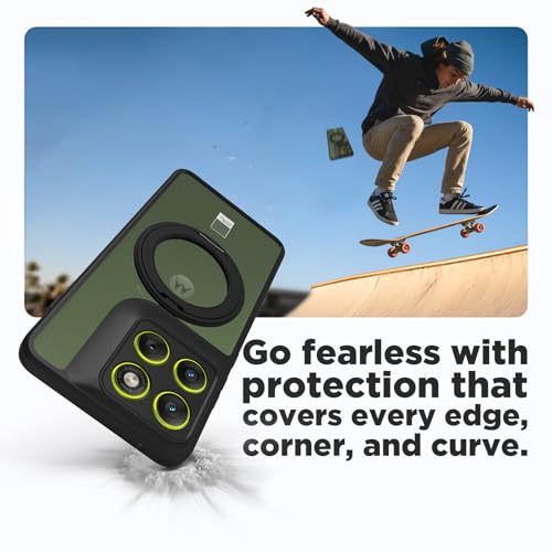 RIGGEAR Shockproof Sleek Hybrid Armor 360° Rotating Magnetic Ring Stand Back Cover Case Compatible with MagSafe Accessories for Motorola Moto Edge 70 5G (Transparent PC and Black TPU Bumper) - Image 5