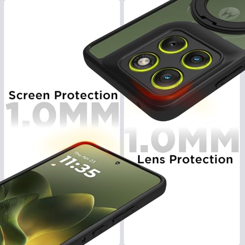 RIGGEAR Shockproof Sleek Hybrid Armor 360° Rotating Magnetic Ring Stand Back Cover Case Compatible with MagSafe Accessories for Motorola Moto Edge 70 5G (Transparent PC and Black TPU Bumper) - Image 4