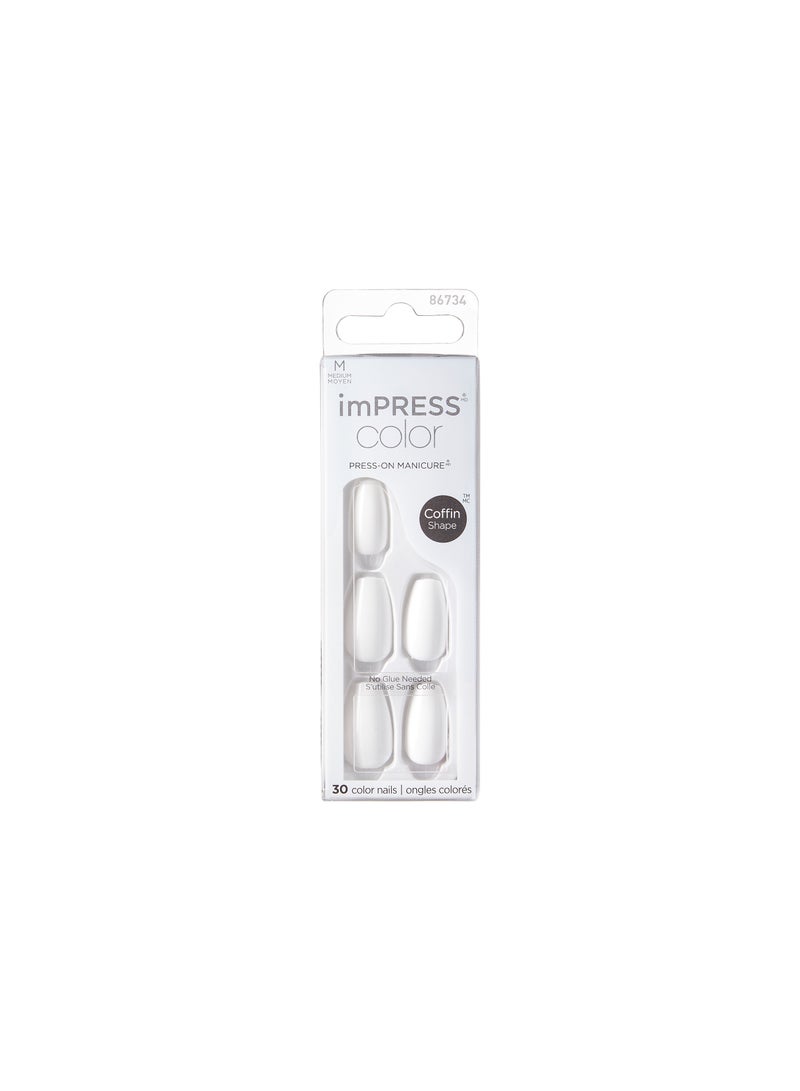 Kiss Impress Color Nails Medium Coffin- Frosting IMC501C - Image 1