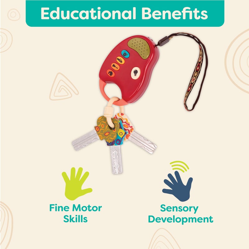 B. toys – Toy Car Keys – Key Fob with Lights & Sounds – Interactive Baby Toy – Pretend Keys for Babies, Toddlers – 10 Months + – FunKeys – Red - Image 2