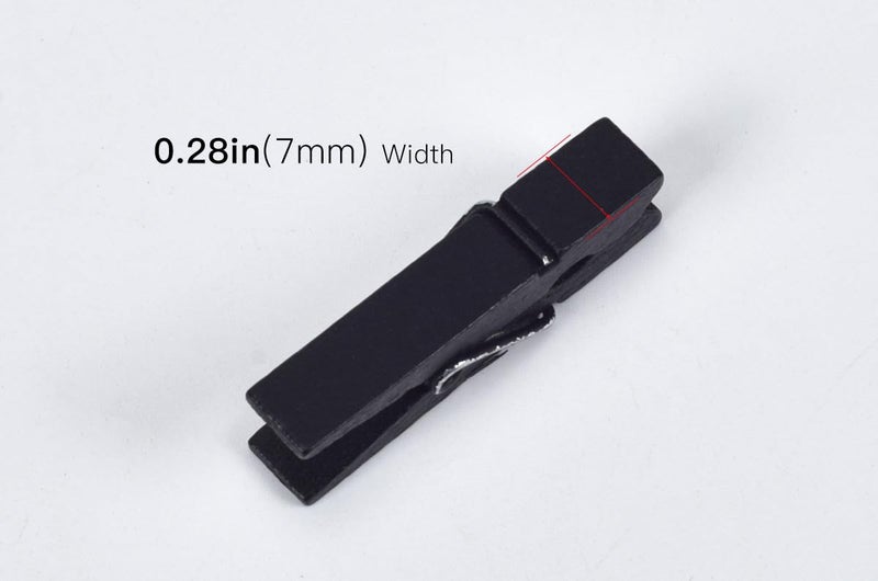 iKammo Black Wood Clothespins Mini Colored Natural Wooden Clips Photo Clips Natural Wooden Peg Pin Compatible Baby Shower Gift Wrapping  Picture Hanging  Arts&Crafts  Photo Display (Black  3.5*0.7cm) - Image 3
