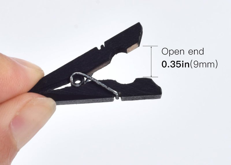 iKammo Black Wood Clothespins Mini Colored Natural Wooden Clips Photo Clips Natural Wooden Peg Pin Compatible Baby Shower Gift Wrapping  Picture Hanging  Arts&Crafts  Photo Display (Black  3.5*0.7cm) - Image 4