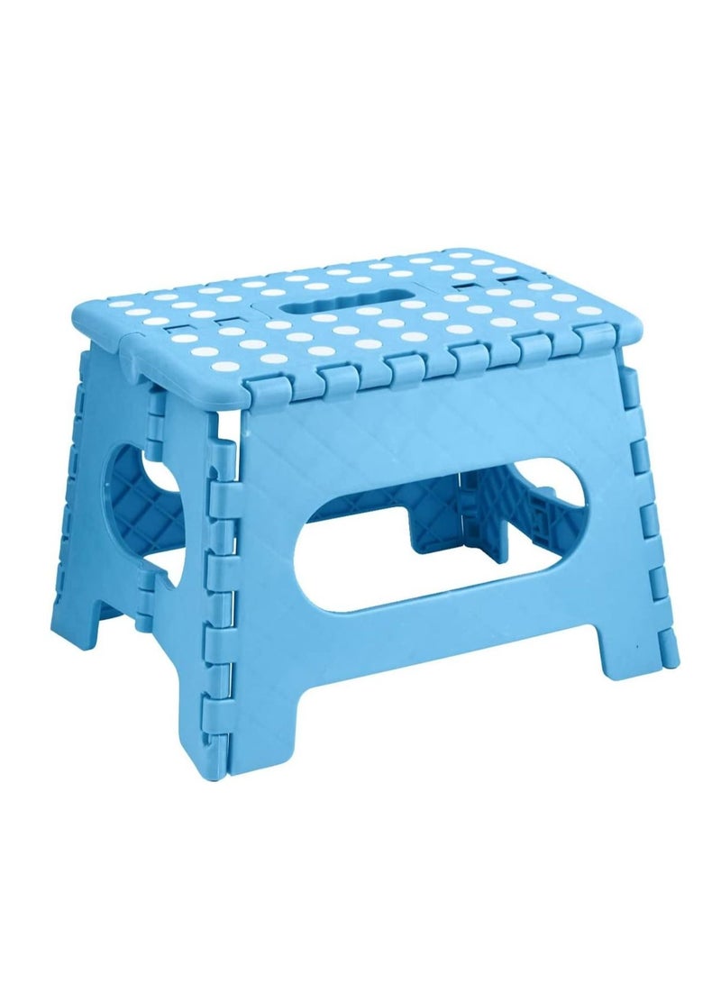 UREVO Folding Step Stool for Children, Collapsible Foot Stools 9-Inch Height, Foldable Plastic Stool for Kitchen, Bathroom, Garden, Indoor, Stool Lightweight Outdoor, Holds Up to 300 lbs - Blue - Image 1