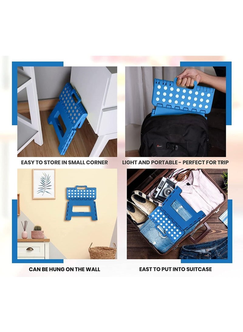 UREVO Folding Step Stool for Children, Collapsible Foot Stools 9-Inch Height, Foldable Plastic Stool for Kitchen, Bathroom, Garden, Indoor, Stool Lightweight Outdoor, Holds Up to 300 lbs - Blue - Image 2