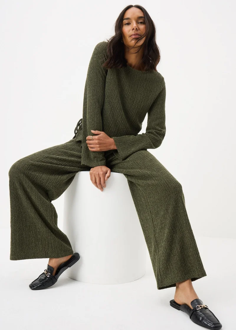 Matalan Khaki Hypertexture Wide Leg Trousers