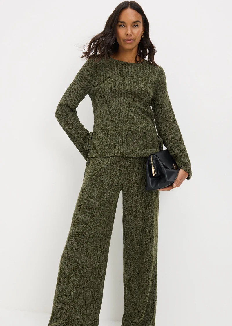 Matalan Khaki Hypertexture Wide Leg Trousers