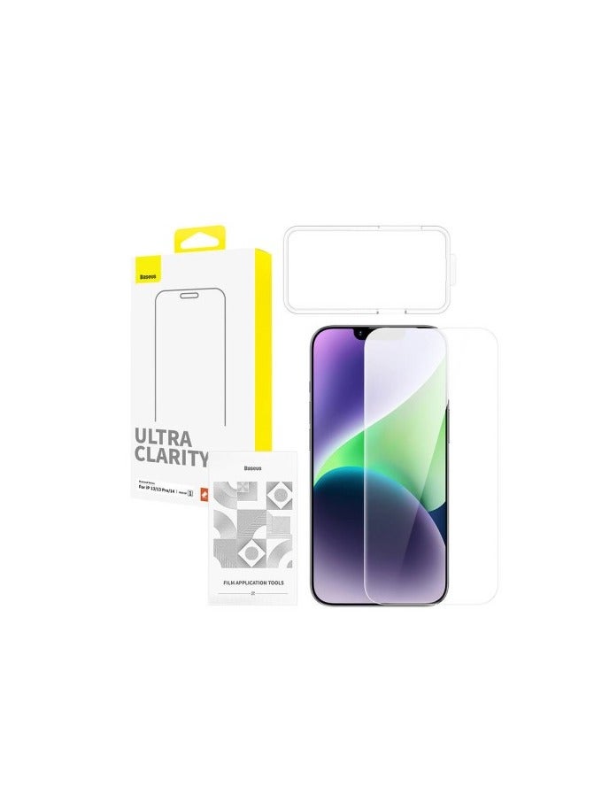 بيسوس OS-Baseus Diamond Series HD All-Tempered-Glass Screen Protector for iP 13/13 Pro/14, Clear (Pack of 1, with cleaning kit and EasyStick installation tool) - Image 1