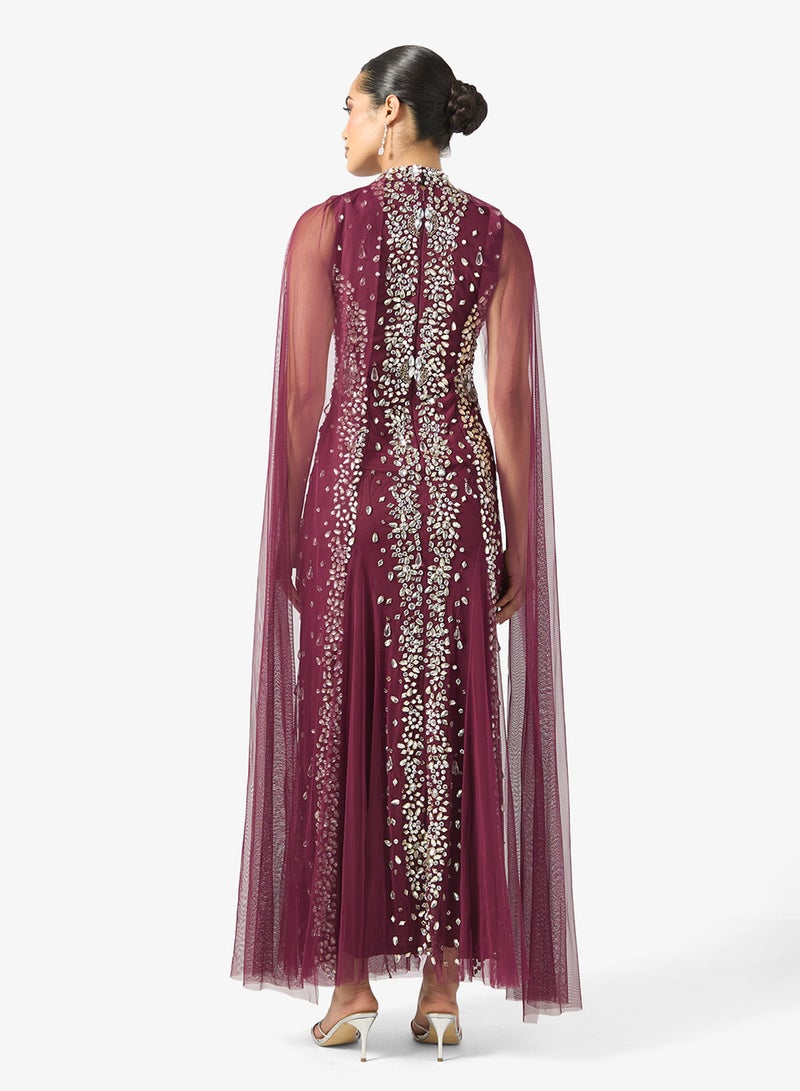 Frock and Frill Cape Sleeve Sequin Maxi Dress - Image 2