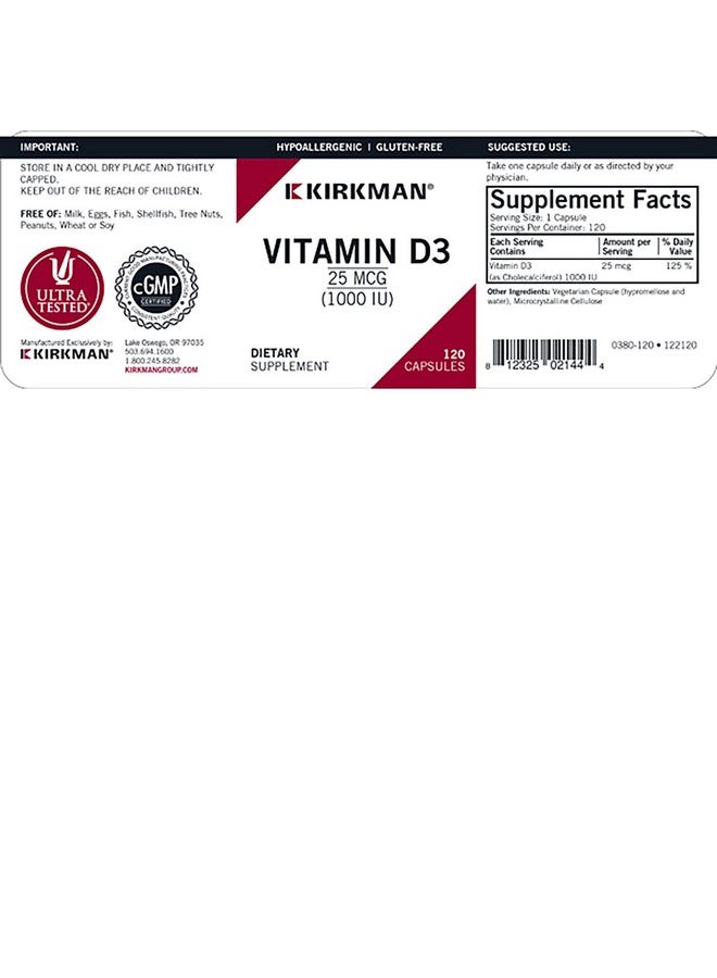 Kirkman Vitamin D3 2000 Iu Capsules Hypo 120 Ct - Image 4