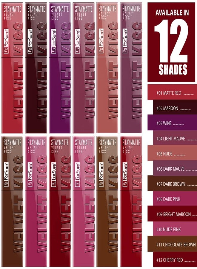 فور شور أحمر شفاه سائل FORSURE Velvet Kiss غير قابل للانتقال، يدوم حتى 12 ساعة، مقاوم للماء تمامًا (ماروني، 3.5 مل) - Image 5