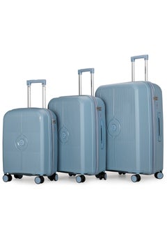 كابينبرو Unisex Expandable PP Fashion Trolley Luggage Set Lightweight Hard Shell Spinner luggage with 360° Degree 4 Twin Wheel and Double Zippers CP003- Blue  - Image 1