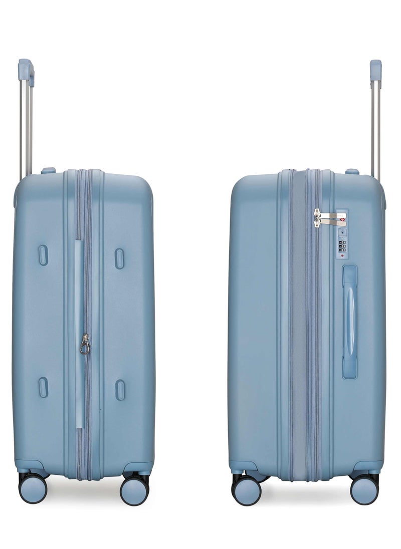 كابينبرو - Unisex Expandable PP Fashion Trolley Luggage Set Lightweight Hard Shell Spinner luggage with 360° Degree 4 Twin Wheel and Double Zippers CP003- Blue - Image 1