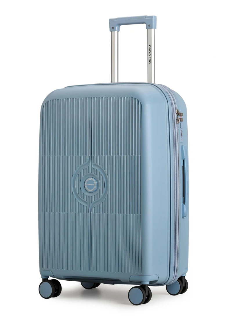 كابينبرو Unisex Expandable PP Fashion Trolley Luggage Set Lightweight Hard Shell Spinner luggage with 360° Degree 4 Twin Wheel and Double Zippers CP003- Blue