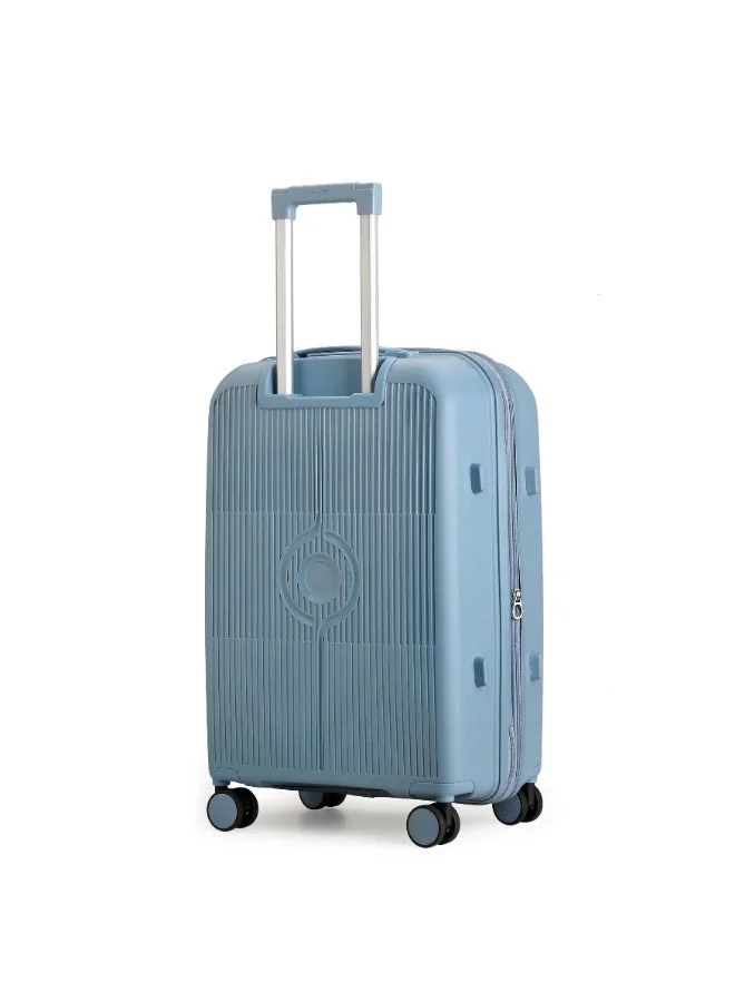 Cabinpro grey blue unisex expandable pp fashion trolley luggage set lightweight hard shell spinner luggage with 360° degree 4 twin wheel and double zippers cp003- blue  | Best Price UAE