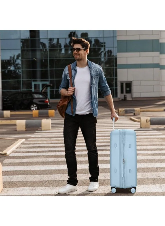 Cabinpro grey blue unisex expandable pp fashion trolley luggage set lightweight hard shell spinner luggage with 360° degree 4 twin wheel and double zippers cp003- blue  | Best Price UAE