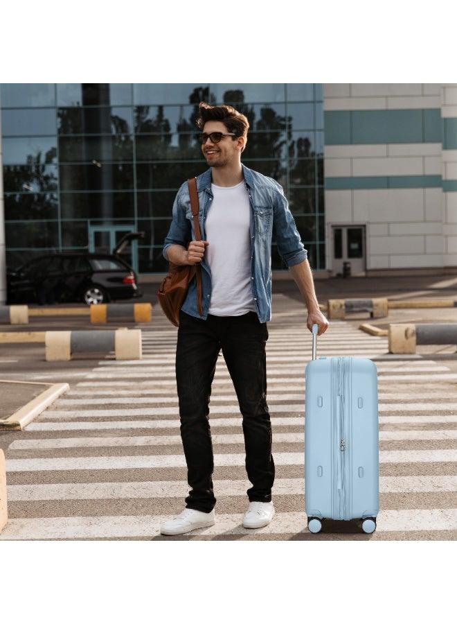 CABINPRO unisex expandable pp fashion trolley luggage set lightweight hard shell spinner luggage with 360° degree 4 twin wheel and double zippers cp003- blue - Image 3