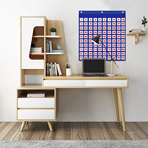 Eamay Hundreds Pocket Chart with 130 Number Cards, Number 1-100 Board Pocket Chart for Teacher Lessons in a Classroom or for Use at Home (100 Pockets) - Image 3
