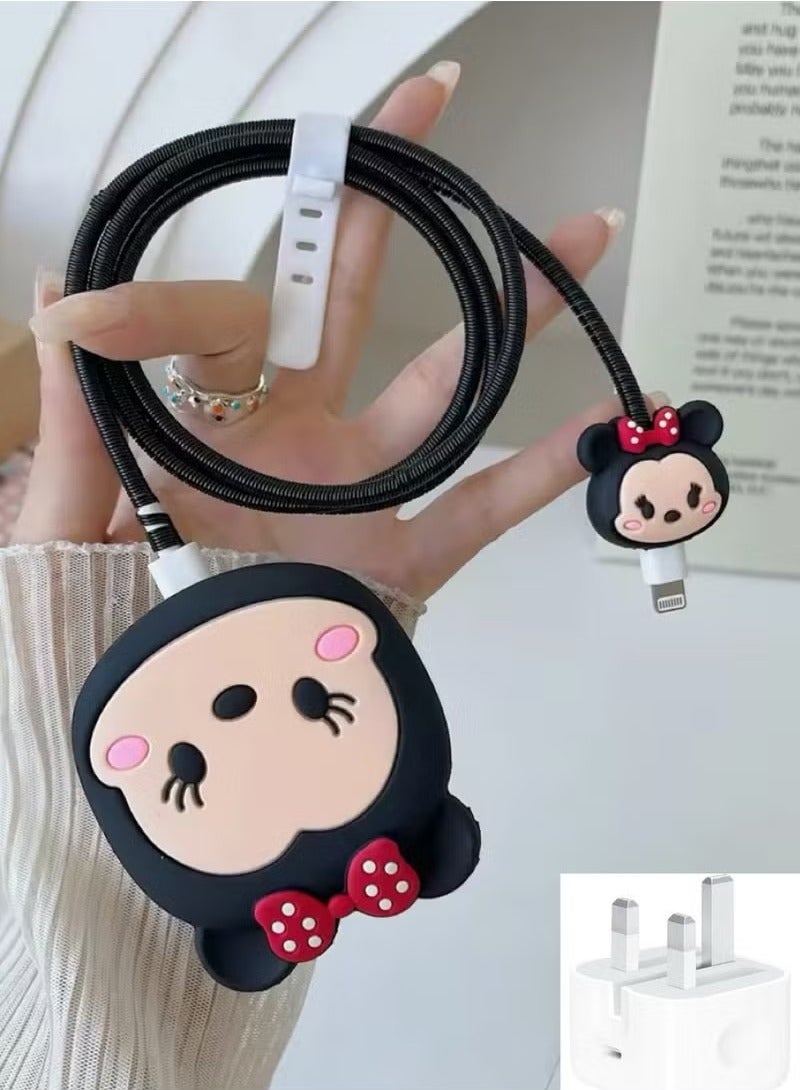 3D Cartoon Series Slim Charger Protector Compatible with iPhone 18W 20W Fast Charging Cable Protector Cover Data Cable Protector - Image 1