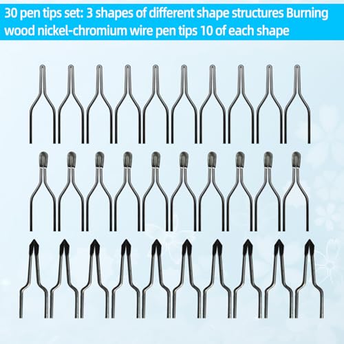 FIRElood 30pcs Wood Burning Kit,Wood Burning Tool,Burning Tool Wood Burning High impedance Nickel-Chromium Wire Pen tip Wood Burning Tool Pen tip can Replace Accessories (Pen tips-1-30 p) - Image 2