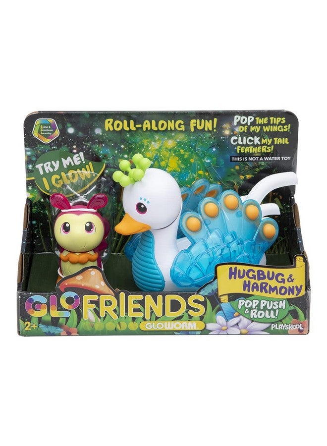 Playskool Glo Friends - Hugbug & Harmony Pop, Push & Roll! -- Swan Vehicle -- Glowing Bug -- SEL Toy -- Ages 2+ - Image 1