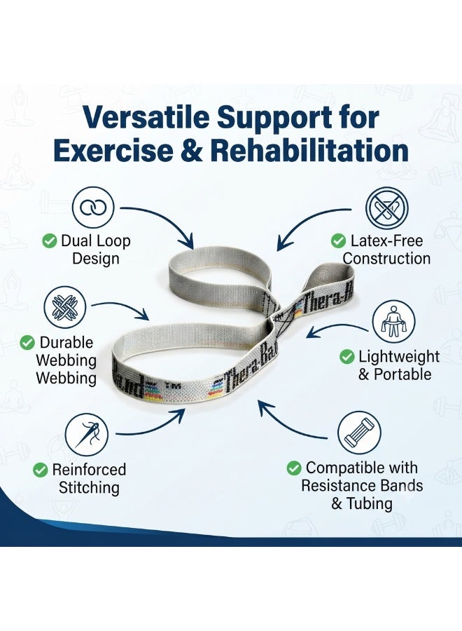 TheraBand Double Loop Exercise Assist Strap for Resistance Bands & Tubing Stretching Rehabilitation Fitness Training Anchor Strap Latex Free - Image 2