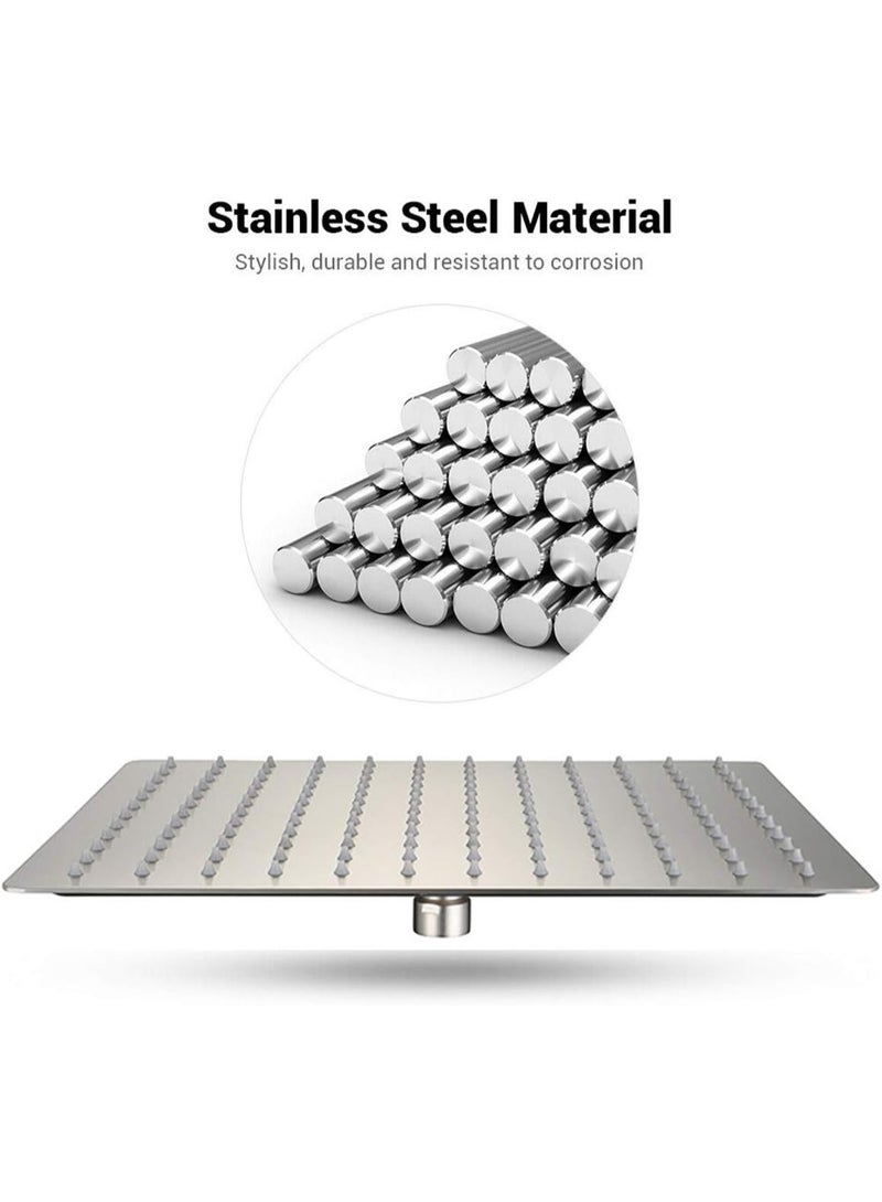 رأس دش مطري 30.48 سم، رأس دش مربع عالي الضغط من اورا، رأس دش كبير رفيع للغاية من الستانلس ستيل 304 والنيكل المصقول، رأس دش عصري بتصميم شلال لتغطية الجسم بالكامل للحمام - Image 4