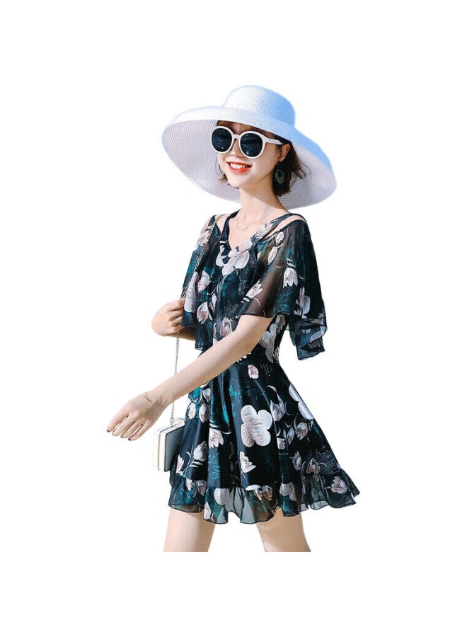 Skin-friendly One-Piece Swimsuit For Women, Conservative Square-Leg Design, Slimming, Tummy Control Push-Up For Small Chest, Suitable For Hot Springs, Plus Size Swimwear - Image 2