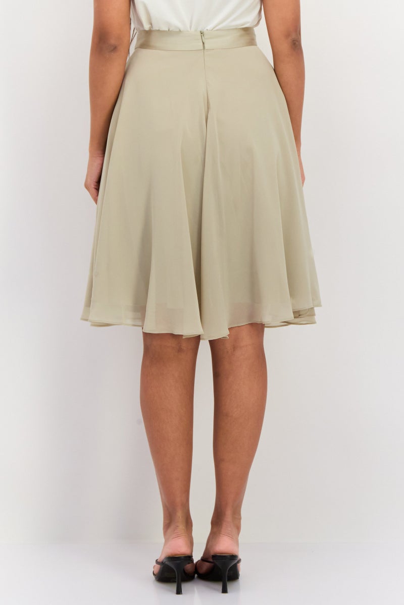 ESPRIT تنورة نسائية بسيطة واسعة، أخضر غامق - Image 3