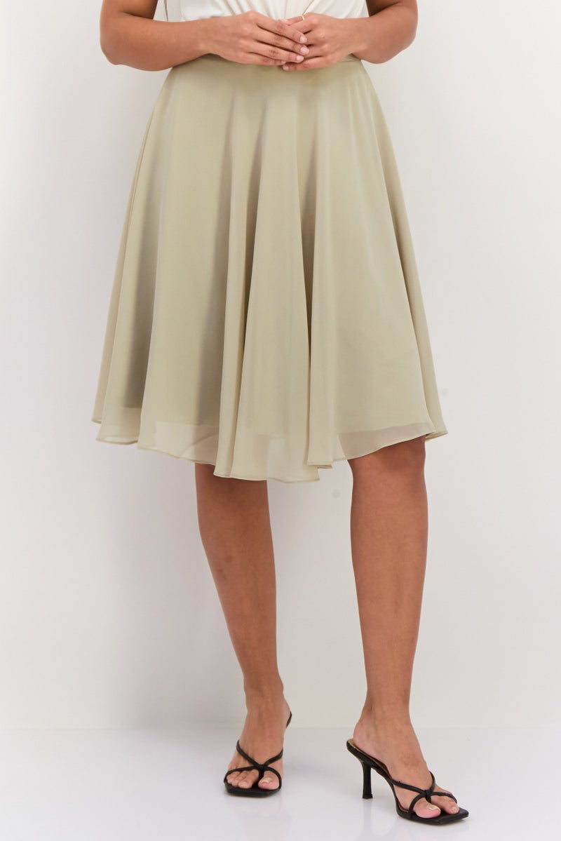 ESPRIT تنورة نسائية بسيطة واسعة، أخضر غامق - Image 1