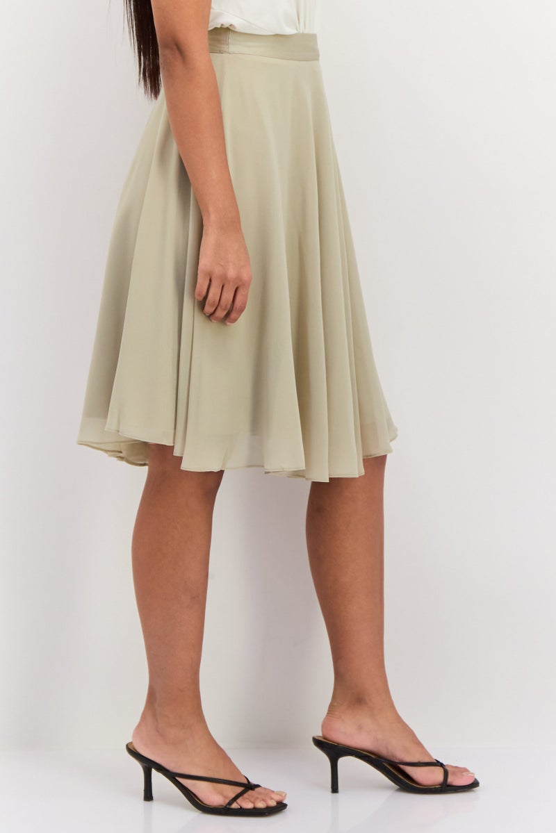 ESPRIT Women Plain Flare Skirt, Dusty Green - Image 2