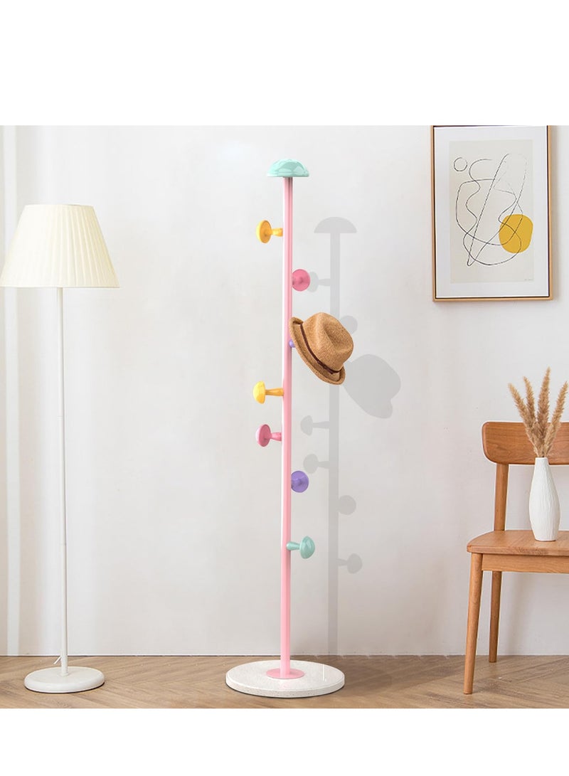 XiuWoo 1pc multifunctional coat rack, 7 mushroom hooks for hanging at multiple angles, suitable for hanging clothes, bags, hats, scarves, etc,  For Home, Bedroom, pink  - Image 2