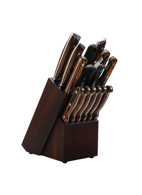 15-piece Block Knife Set with Sharpener and Scissor | Kitchen Knife Set for Home| Knife Set with Stand | Professional Knife Set | Chef Knife Professional | Kitchen Knives | Block Knife Sharpener