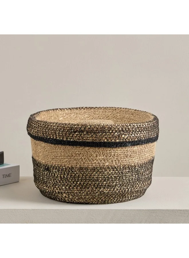 Home Box Noir Sea Grass Basket with Lid 24 x 24 x 26 cm