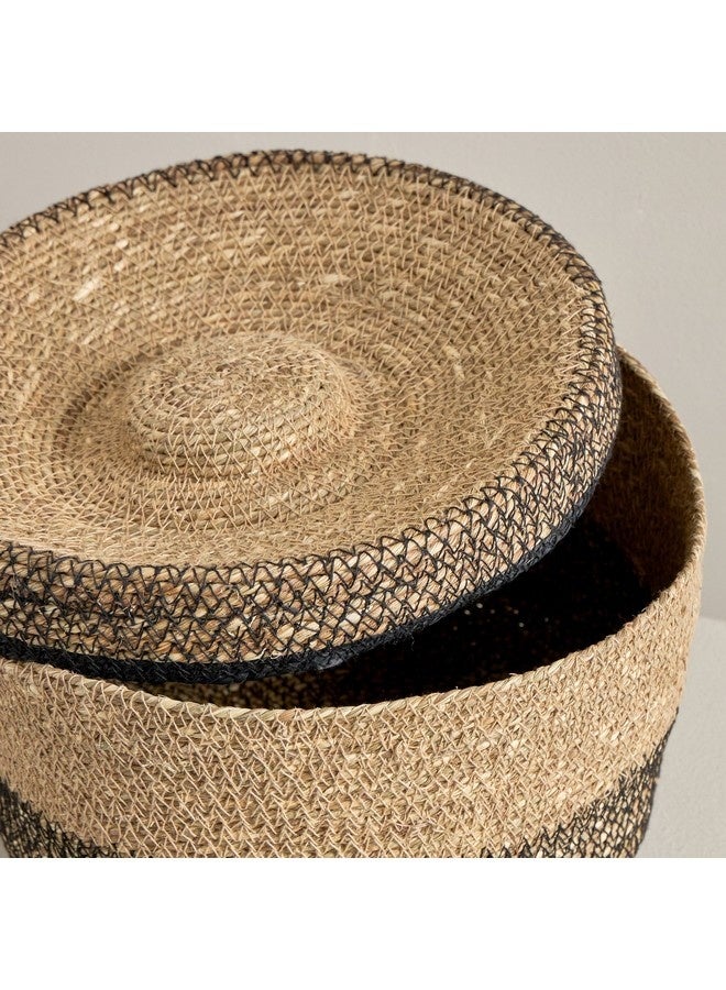 Home Box Noir Sea Grass Basket with Lid 24 x 24 x 26 cm - Image 4