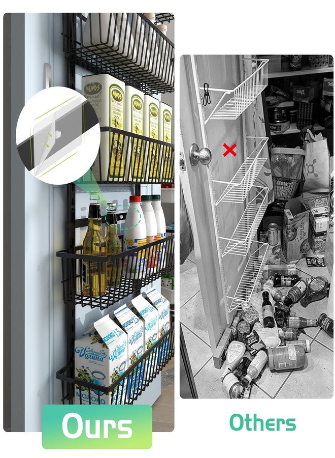 Mefirt Over The Door Pantry Organizer, Pantry Organization and Storage, 6-Tier Deep Baskets Hanging Heavy-Duty Metal, Wall Spice Rack Seasoning Shelves for Home & Kitchen, Laundry Room Bathroom, Black - Image 4