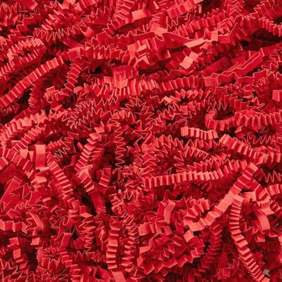 0.5 LB Crinkle Cut Paper Shred Filler Red Crinkle Shredded Paper for Gift Box - Gift Basket Bag Filler - Grass Cushion Stuffing for Mother's Day, Easter Holiday Packaging Wrapping