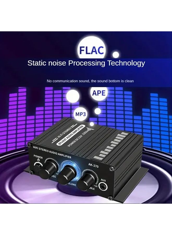 AK270 Mini 2 Channel Car Audio Amplifier 12V 1pc Universal Home Stereo System - Image 4