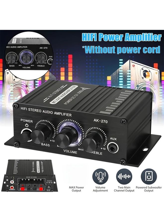 AK270 Mini 2 Channel Car Audio Amplifier 12V 1pc Universal Home Stereo System - Image 5