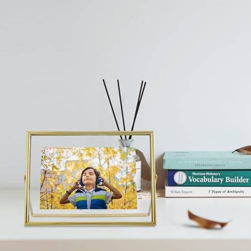 AhaGo Gold Floating Frame, 6"x8", Landscape, For Picture 5x7, 4x6, 3x5, Tabletop Shelf Photo Frame, Classy For Festival, Birthday or Wedding - Image 5