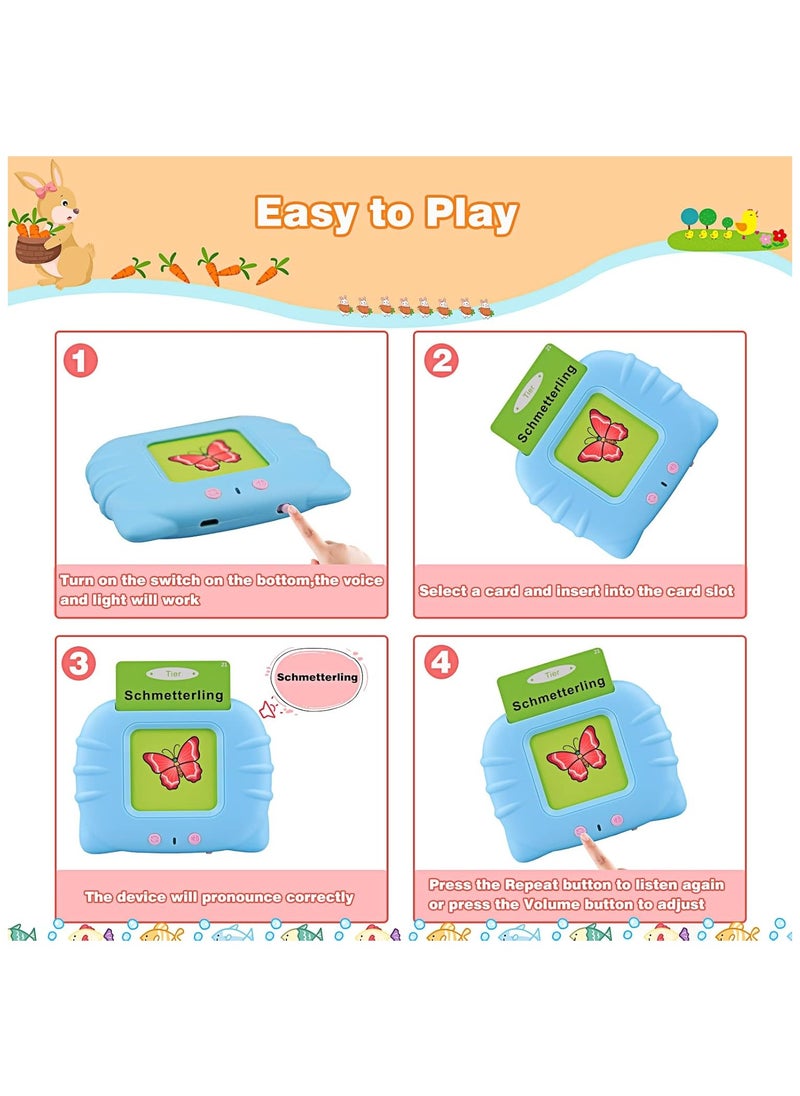 TOY GARDEN Talking Flash Cards Learning Toy for Toddlers (British English) – 224 Audible Words, Electronic Interactive Educational Toy for Kids Aged 1–6 – Preschool Gift (Blue)  - Image 4