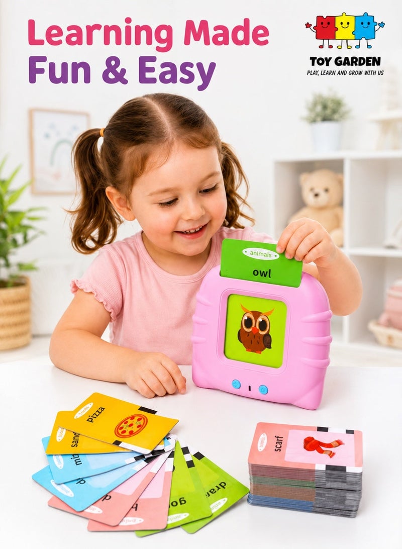 TOY GARDEN Talking Flash Cards Learning Toy for Toddlers, British English Card Reader with 224 Audible Words, Interactive Electronic Vocabulary Flash Cards for Kids Ages 1-6 - Image 1