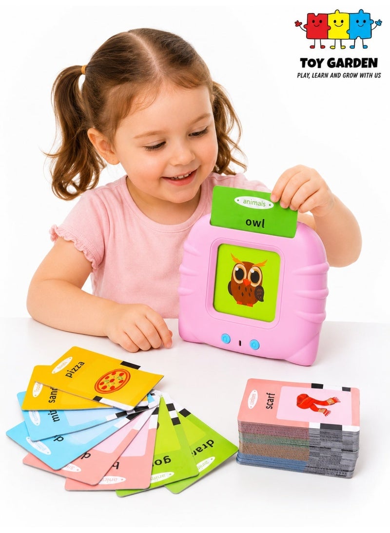 TOY GARDEN Talking Flash Cards Learning Toy for Toddlers, British English Card Reader with 224 Audible Words, Interactive Electronic Vocabulary Flash Cards for Kids Ages 1-6 - Image 2