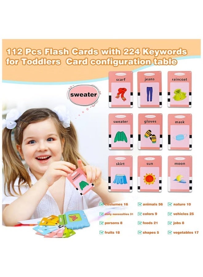 TOY GARDEN Talking Flash Cards Learning Toy for Toddlers, British English Card Reader with 224 Audible Words, Interactive Electronic Vocabulary Flash Cards for Kids Ages 1-6 - Image 4